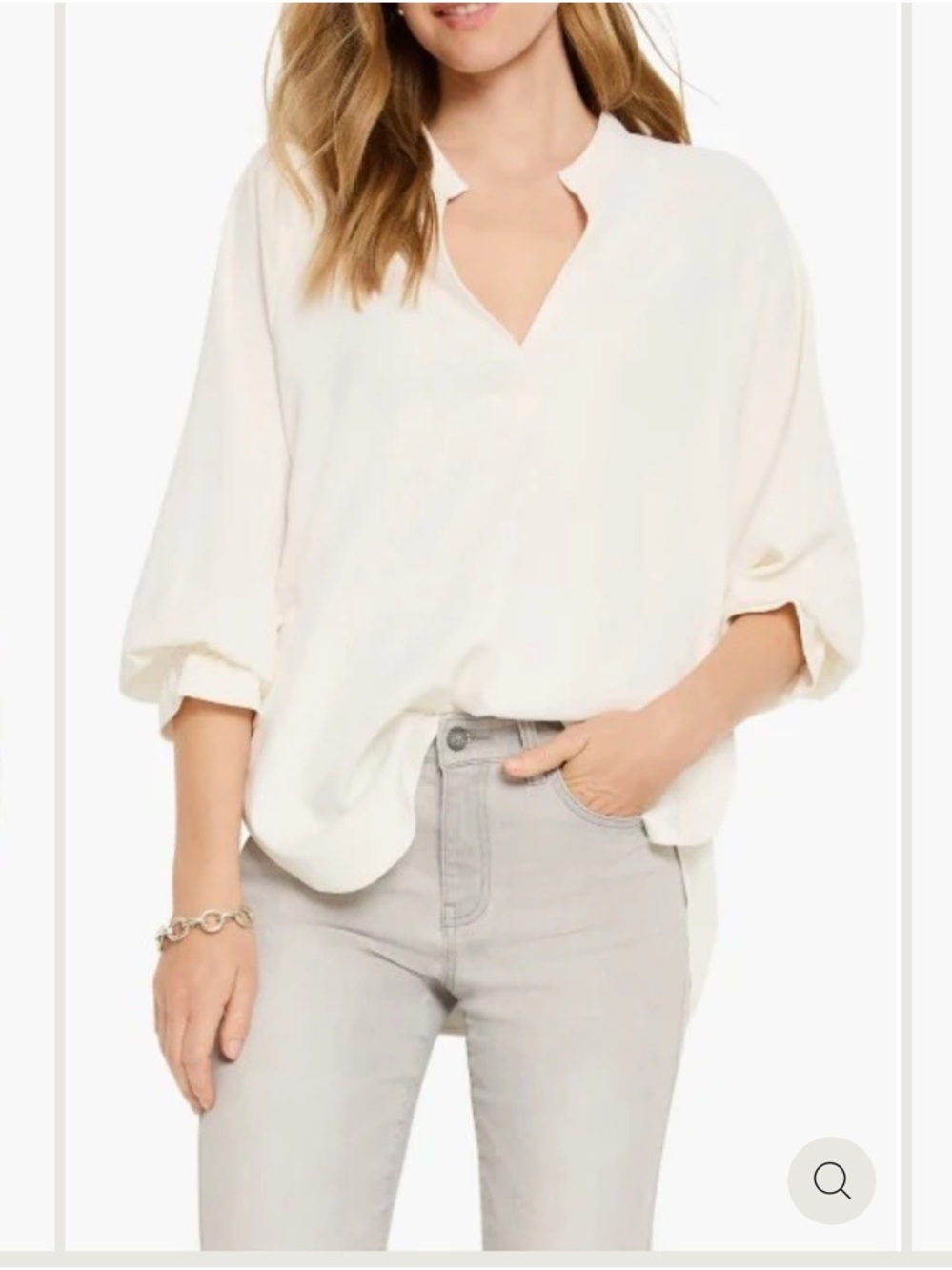 NIC+ZOE Cream Split-Neck Tunic Blouse